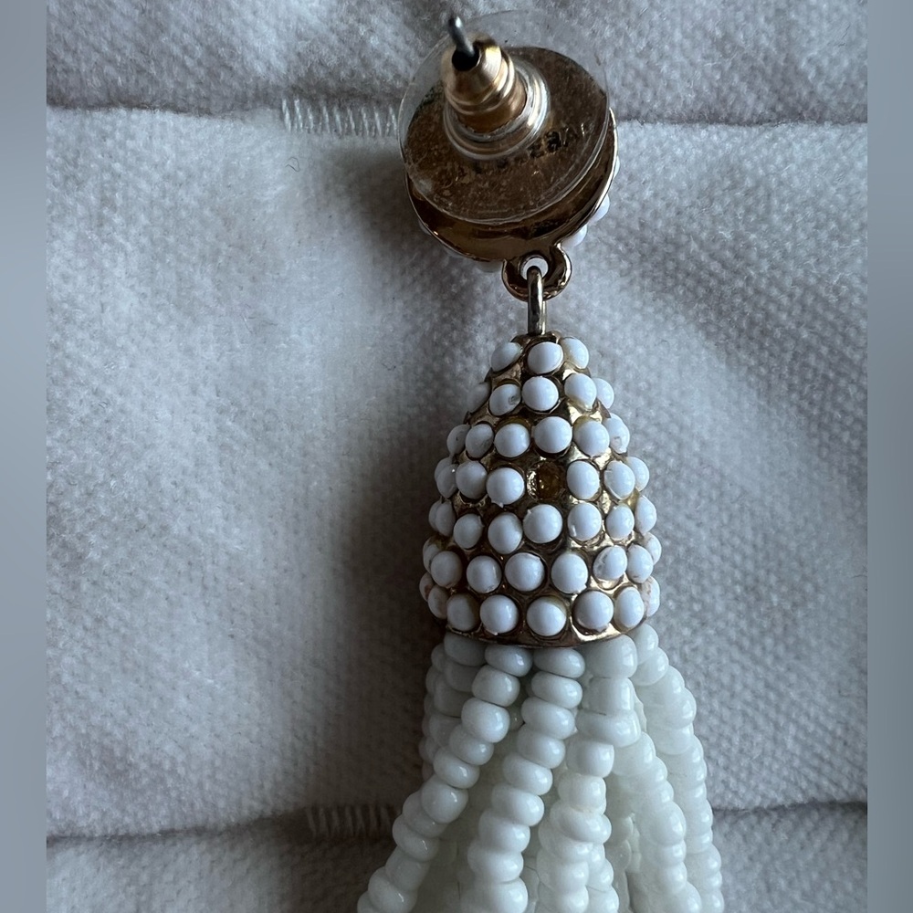 BaubleBar White Beaded Tassel Earrings - Picture 3 of 3